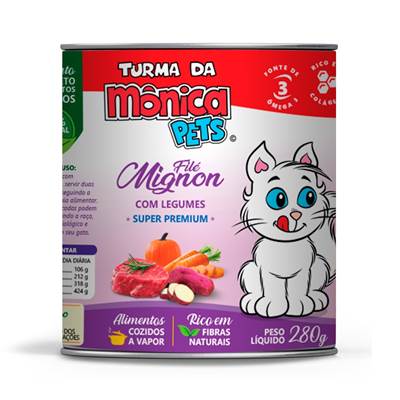 Ração Úmida Turma da Mônica Pets para Gatos Sabor Filé Mignon com Legumes 280g