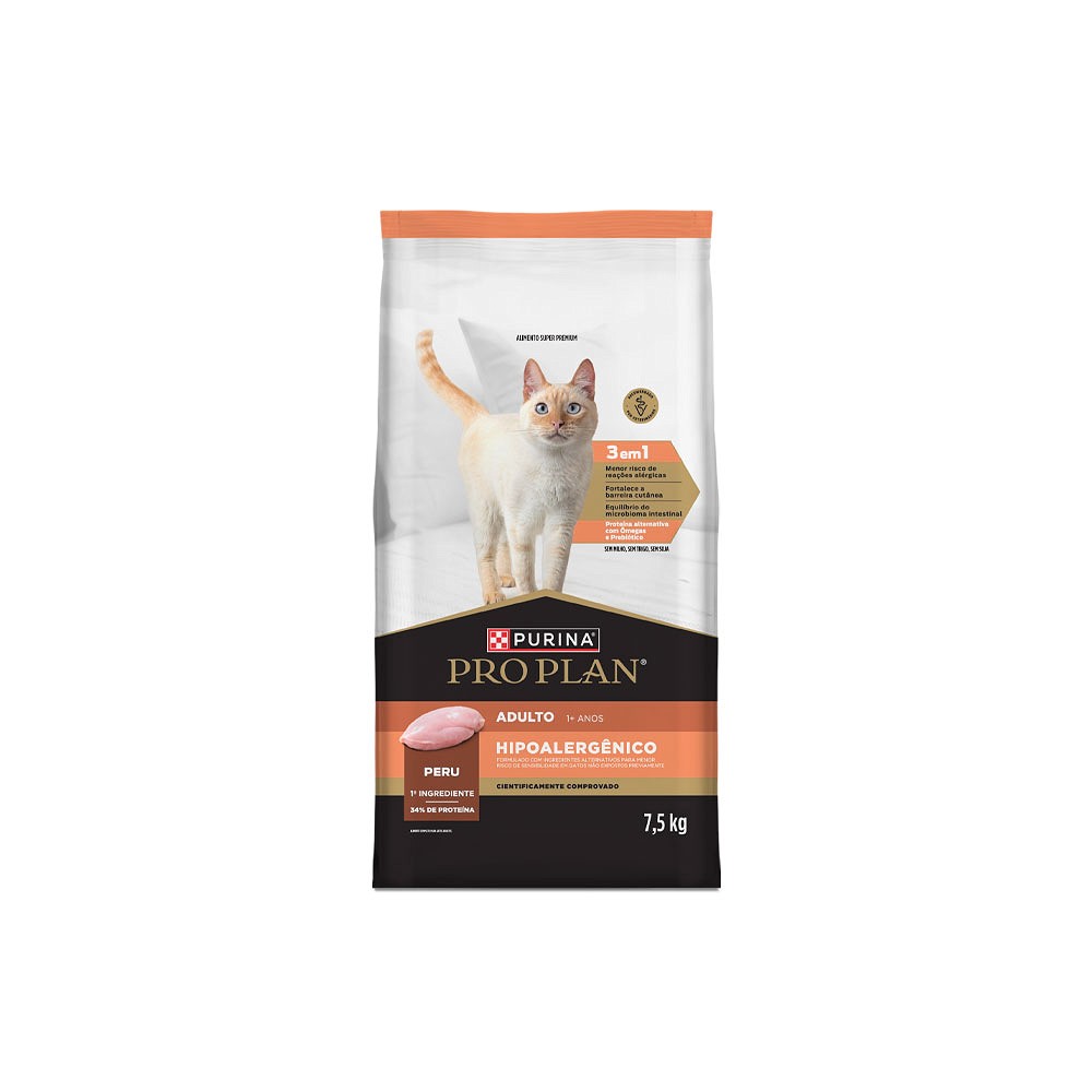 Ração Purina ProPlan Hipoalergênico para Gatos Adultos sabor Peru
