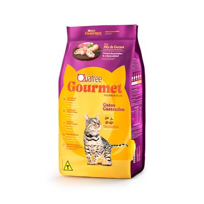 Ração Quatree Gourmet para Gatos Adultos Castrados Sabor Mix de Carnes 10,1kg