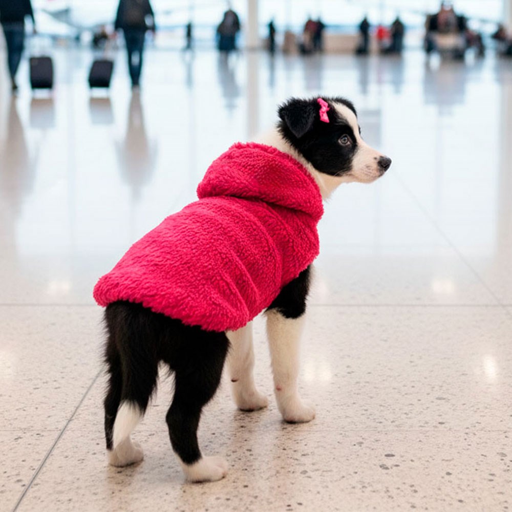 Blusa com Capuz Fábrica Pet Peludinha Rosa para Cães e Gatos