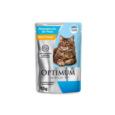 Ração Optimum Sachê para Gatos Adultos Manutenção de Peso sabor Frango 85g