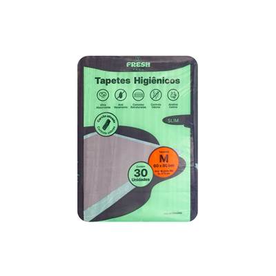 Tapete Higiênico Fresh Pads Slim Carvão Médio 30 unidades