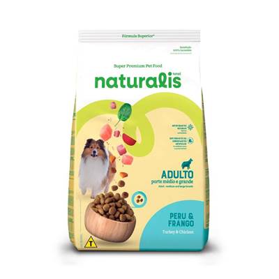 Ração Naturalis para Cães Adultos de Porte Médio e Grande sabor Peru e Frango 12kg