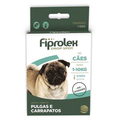 Antipulgas e Carrapatos Fiprolex Drop Spot Ceva 0,67ml para Cães Até 10kg 1 pipeta