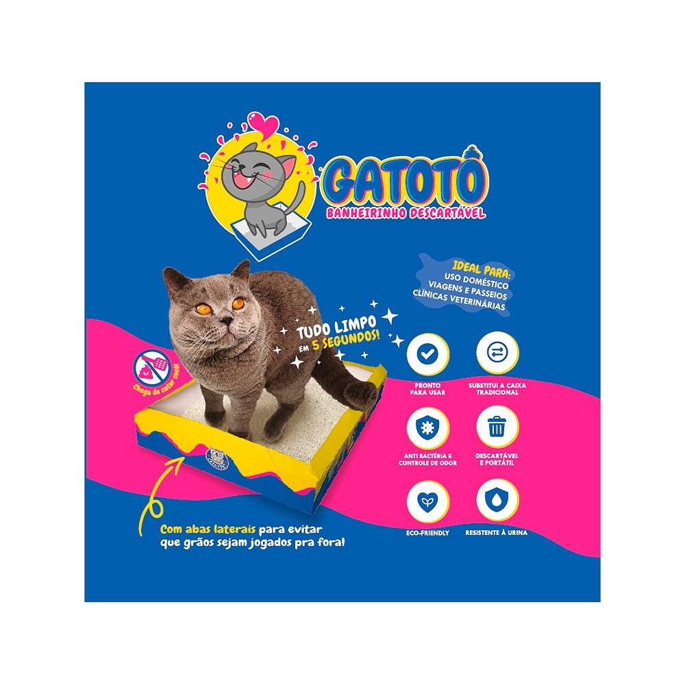 Banheiro Descartável CatMyPet Gatotô com Areia para Gatos