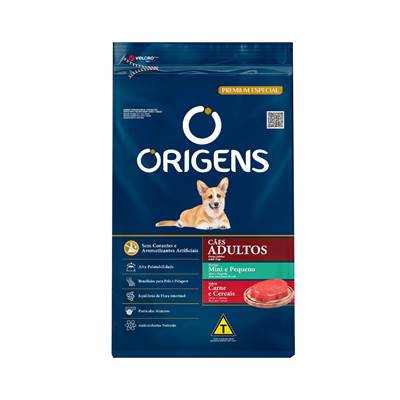 Ração Origens para Cães Adultos de Porte Mini e Pequeno sabor Carne e Cereais 15kg