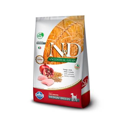 Ração N&D Ancestral para Cães Adultos de Médio Porte sabor Frango e Romã 2,5kg