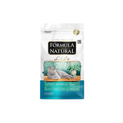 Ração Fórmula Natural Life para Gatos Adultos Castrados sabor Salmão 7kg