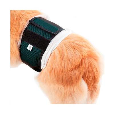 Roupa Protetora Pet Med para Fraldas de Cães Machos Verde 1