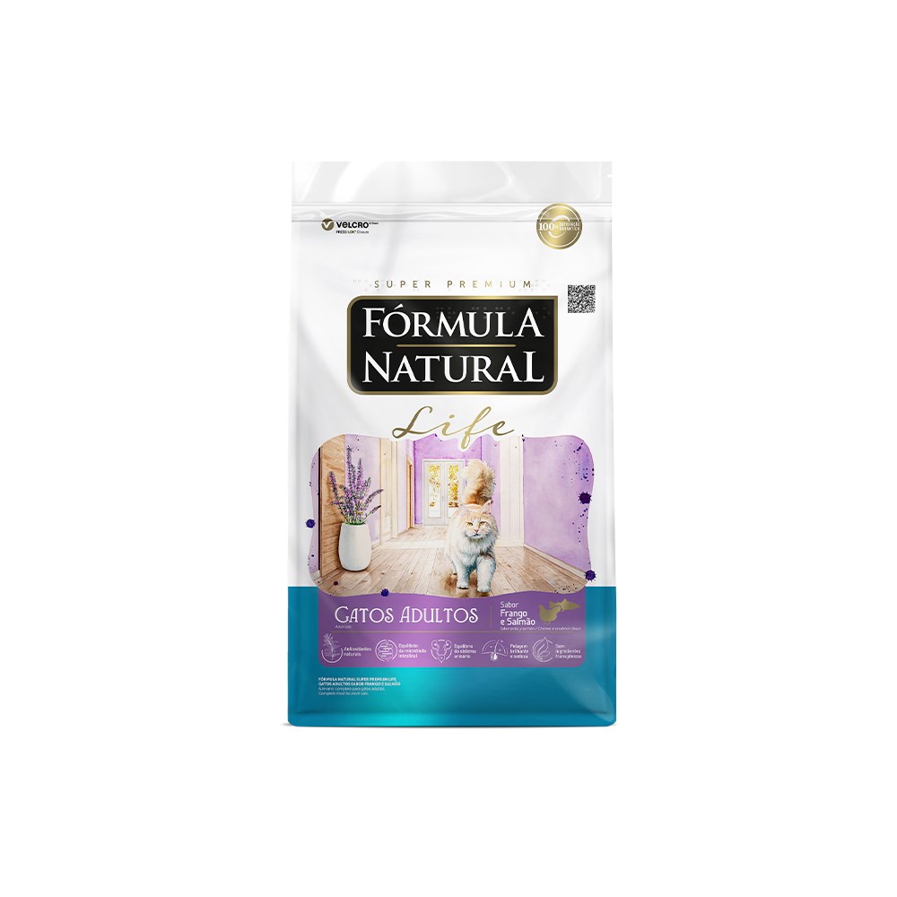 Ração Fórmula Natural Life para Gatos Adultos Sabor Frango e Salmão