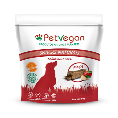 Snack PetVegan Saúde Intestinal para Cães Sabor Maçã 150g
