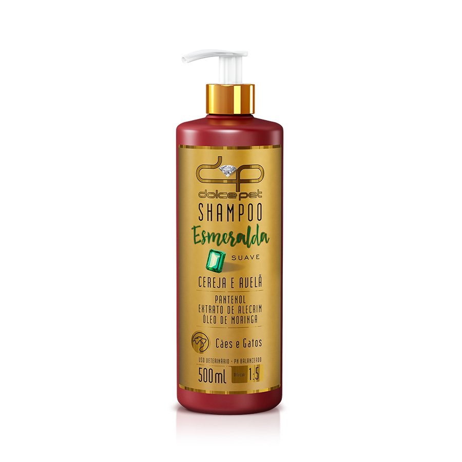Shampoo Dolce Pet Esmeralda Suave Cereja e Avelã para Cães e Gatos