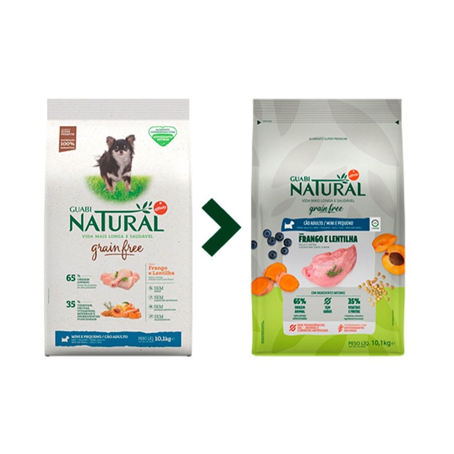 Ração Guabi Natural Grain Free para Cães Adultos Porte Mini sabor Frango & Lentilha