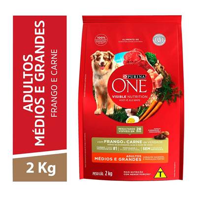 Ração Nestlé Purina One para Cães Adultos de Raças Médias e Grandes Sabor Frango e Carne 2,5kg