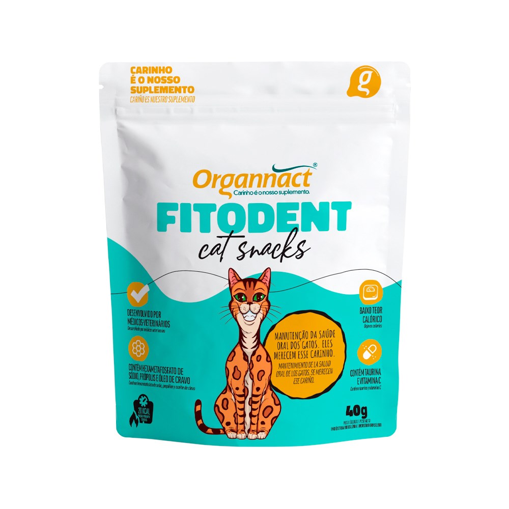 Suplemento Organnact Fitodent Cat Snacks para Gatos 40g