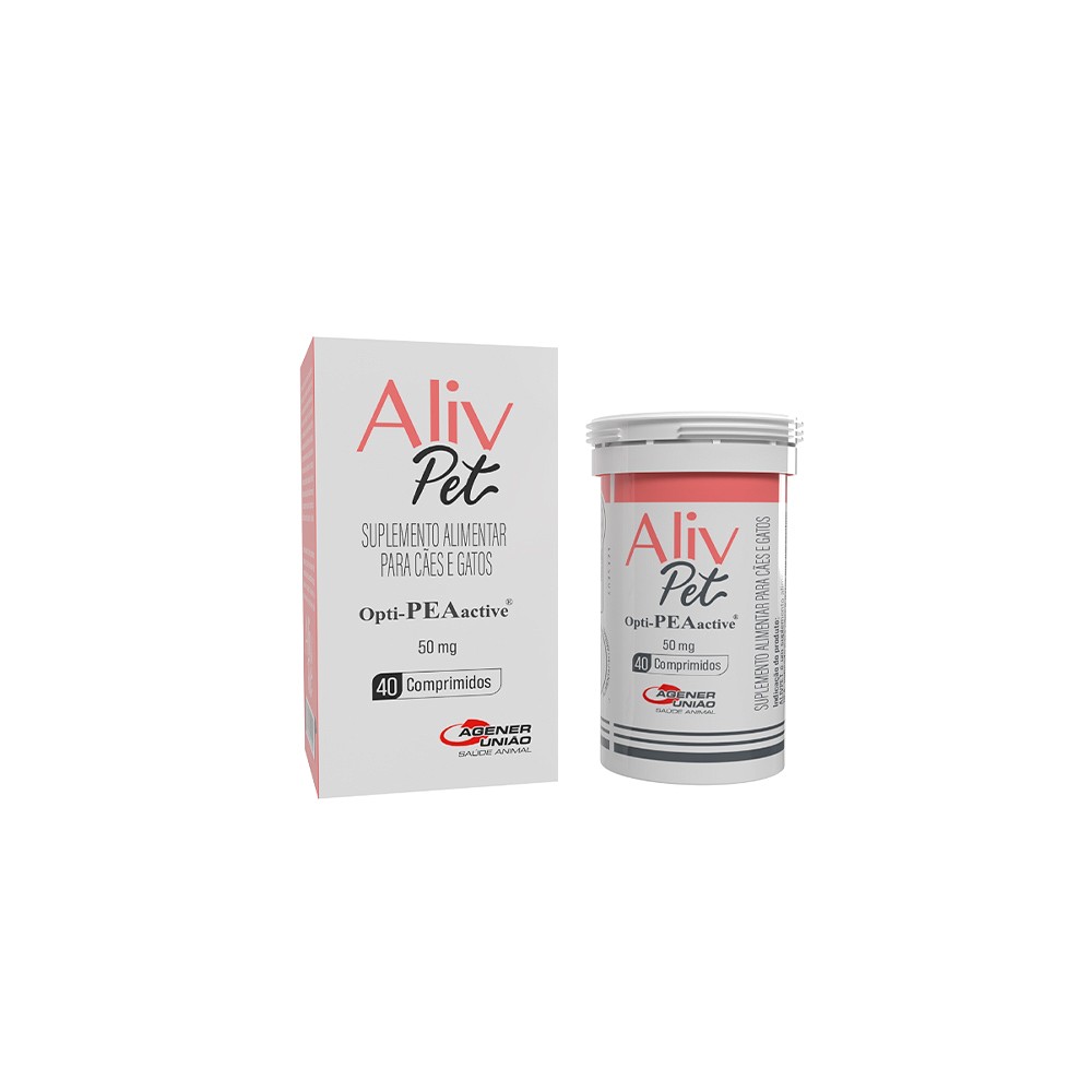 Suplemento Aliv Pet 50mg para Cães e Gatos com 40 Comprimidos