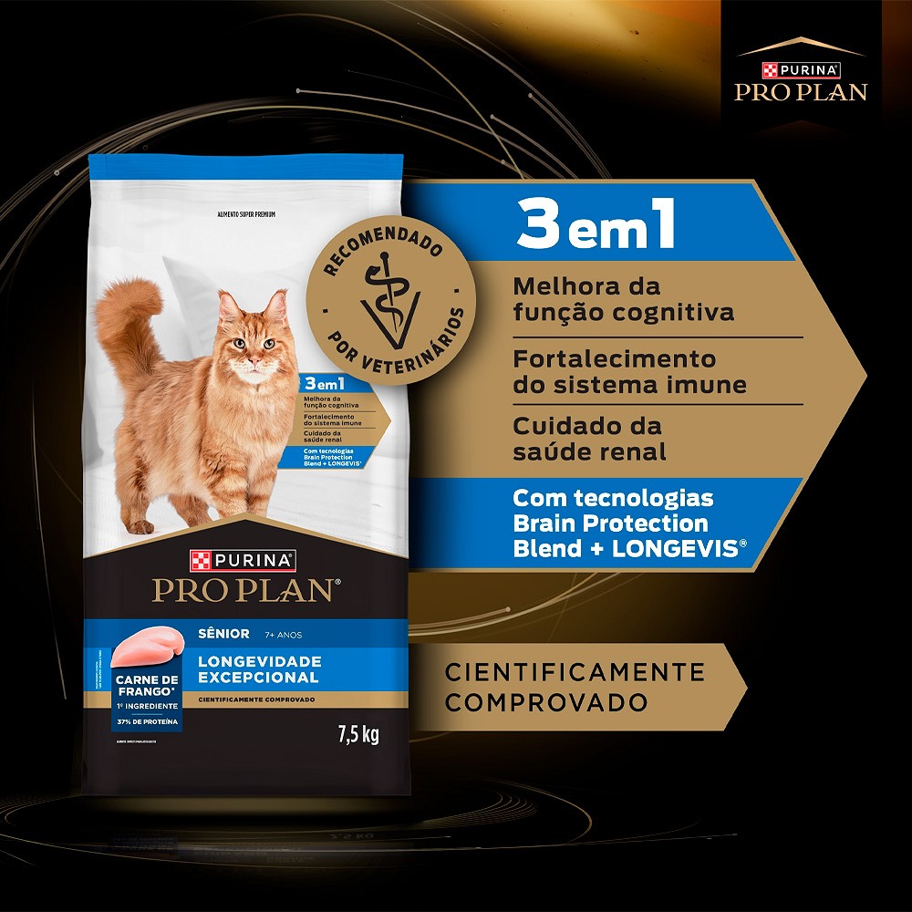 Ração Proplan Longevidade Excepcional para Gatos Sênior 7+ 