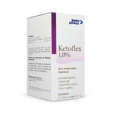 Medicamento Ketoflex Injetável 1,0% para Cães e Gatos 10ml