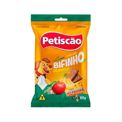 Snack Petiscão Bifinho de Fruta sabor Banana, Maça e Aveia para Cães 250g