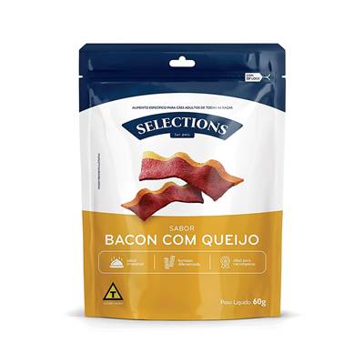 Snack Selections For Pets Bacon com Queijo para Cães Adultos 60g