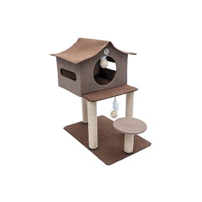 Brinquedo Arranhador São Pet Casa de Cuco Marrom para Gatos