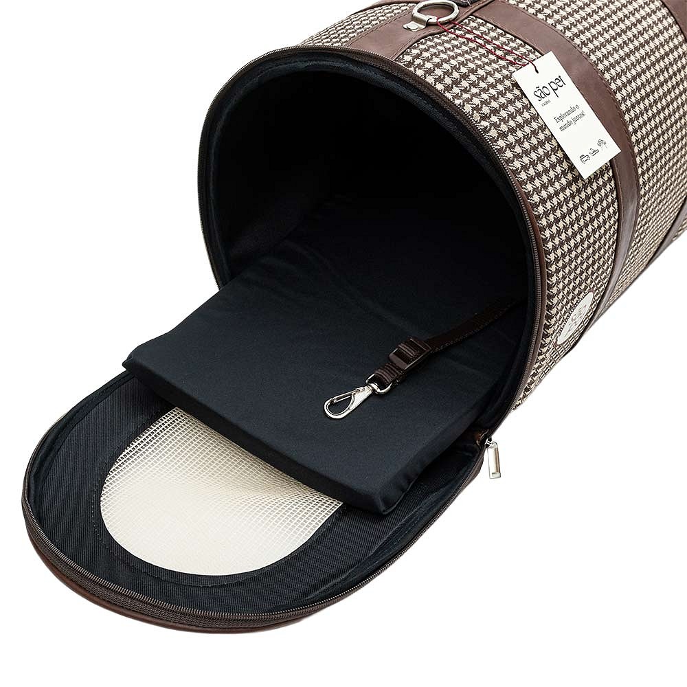 Bolsa de Transporte São Pet Pied Poule para Cães e Gatos Marrom