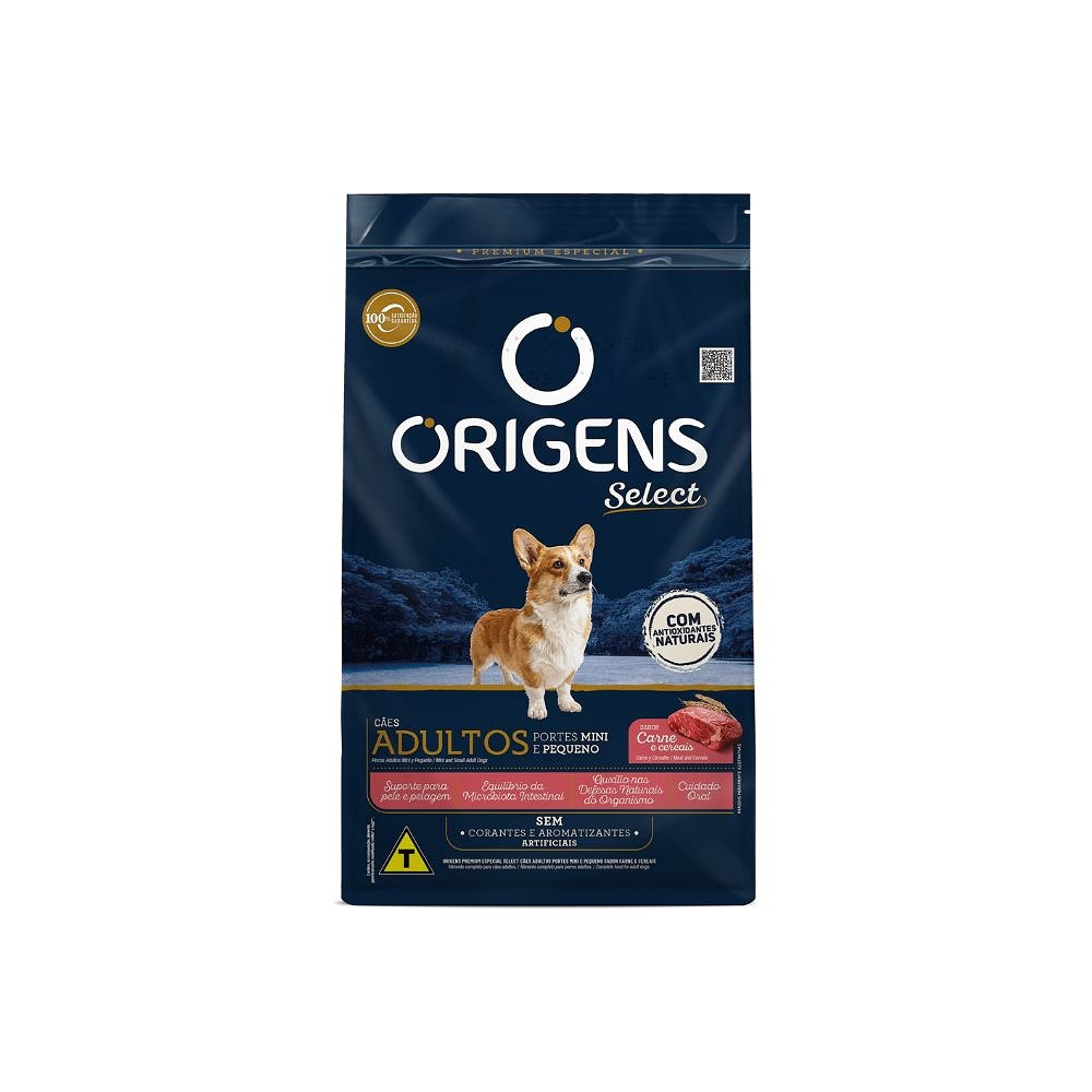 Ração Origens para Cães Adultos de Porte Mini e Pequeno sabor Carne e Cereais