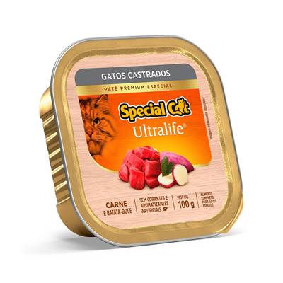 Ração Úmida Special Cat para Gatos Castrados Sabor Patê de Carne 100g