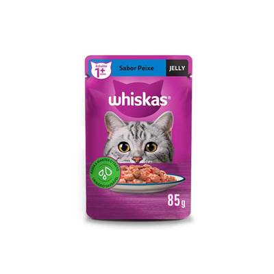 Ração Whiskas Sachê Jelly para Gatos Adultos sabor Peixe 85g