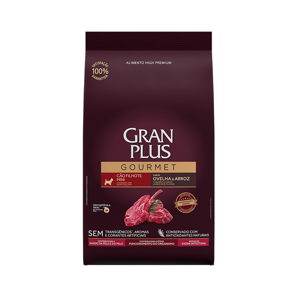 Ração GranPlus Gourmet para Cães Filhotes de Porte Mini sabor Ovelha e Arroz