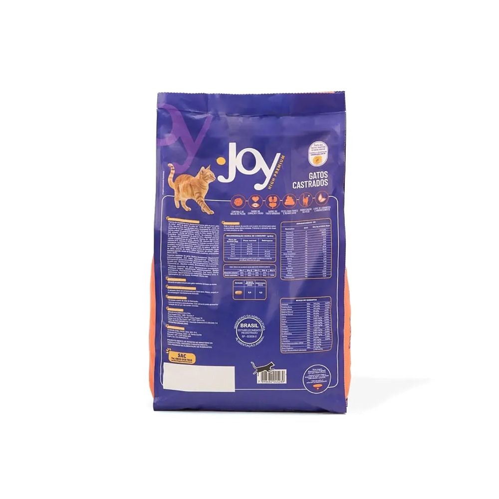 Ração Joy High Premium para Gatos Castrados Frango