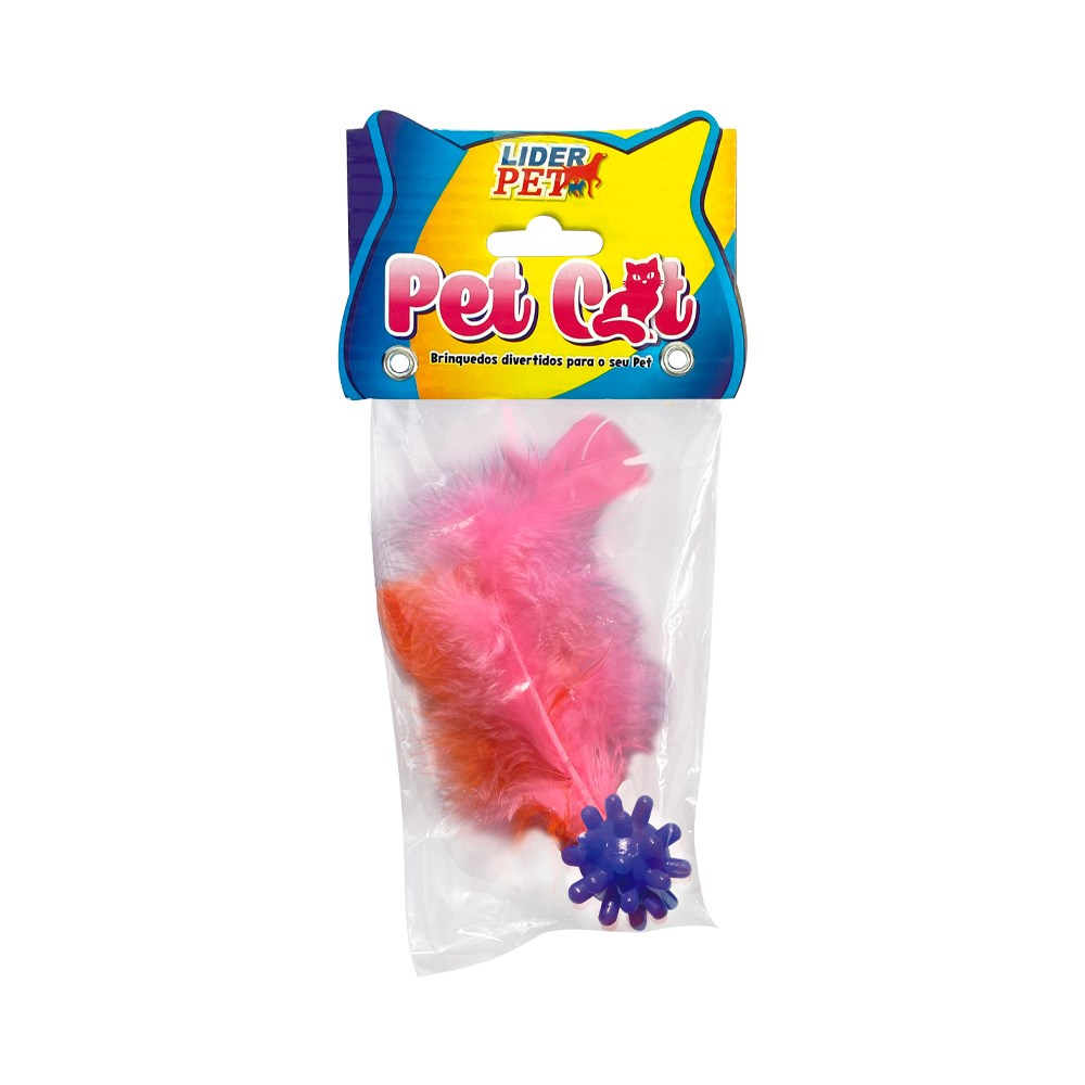 Brinquedo Líder Mamona com Penas para Gatos - Cores Sortidas