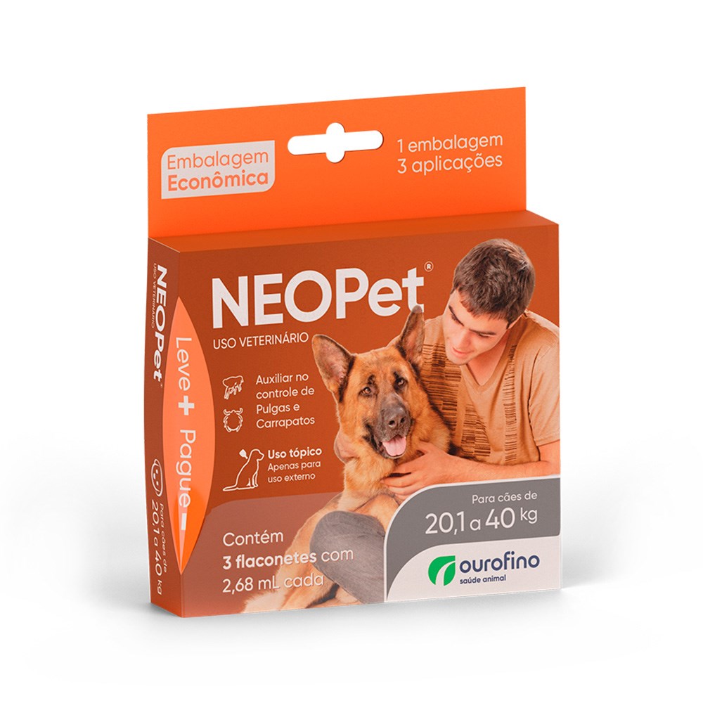 Antipulgas e Carrapatos Neopet Ourofino para Cães de 20,1kg a 40kg - 2,68ml