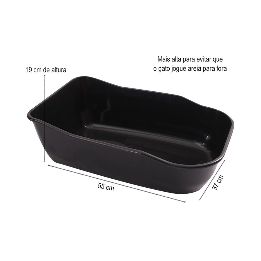 Bandeja Higiênica DuraPets Luxo Preta para Gatos