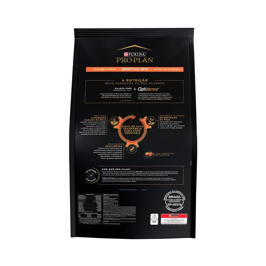 Ração Pro Plan Adult Sensitive Skin para Cães Adultos Raças Médias e Grandes sabor Salmão & Arroz