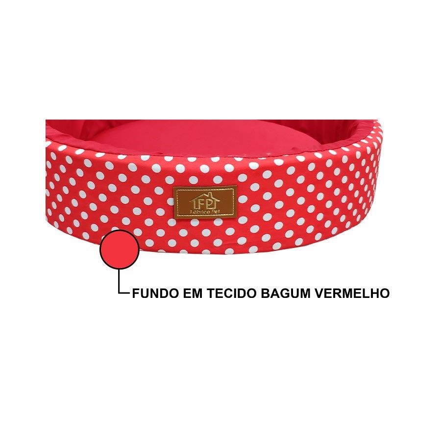 Cama Fábrica Pet Redonda Unic Vermelho para Cães e Gatos