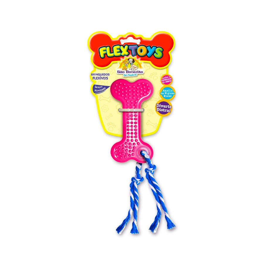 Brinquedo São Benedito Pet Osso Dental Maciço com Cravo Rosa para Cães - Cores Sortidas