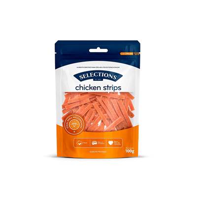 Snack Desidratado Chicken Strips Selections for pets para Cães 100g