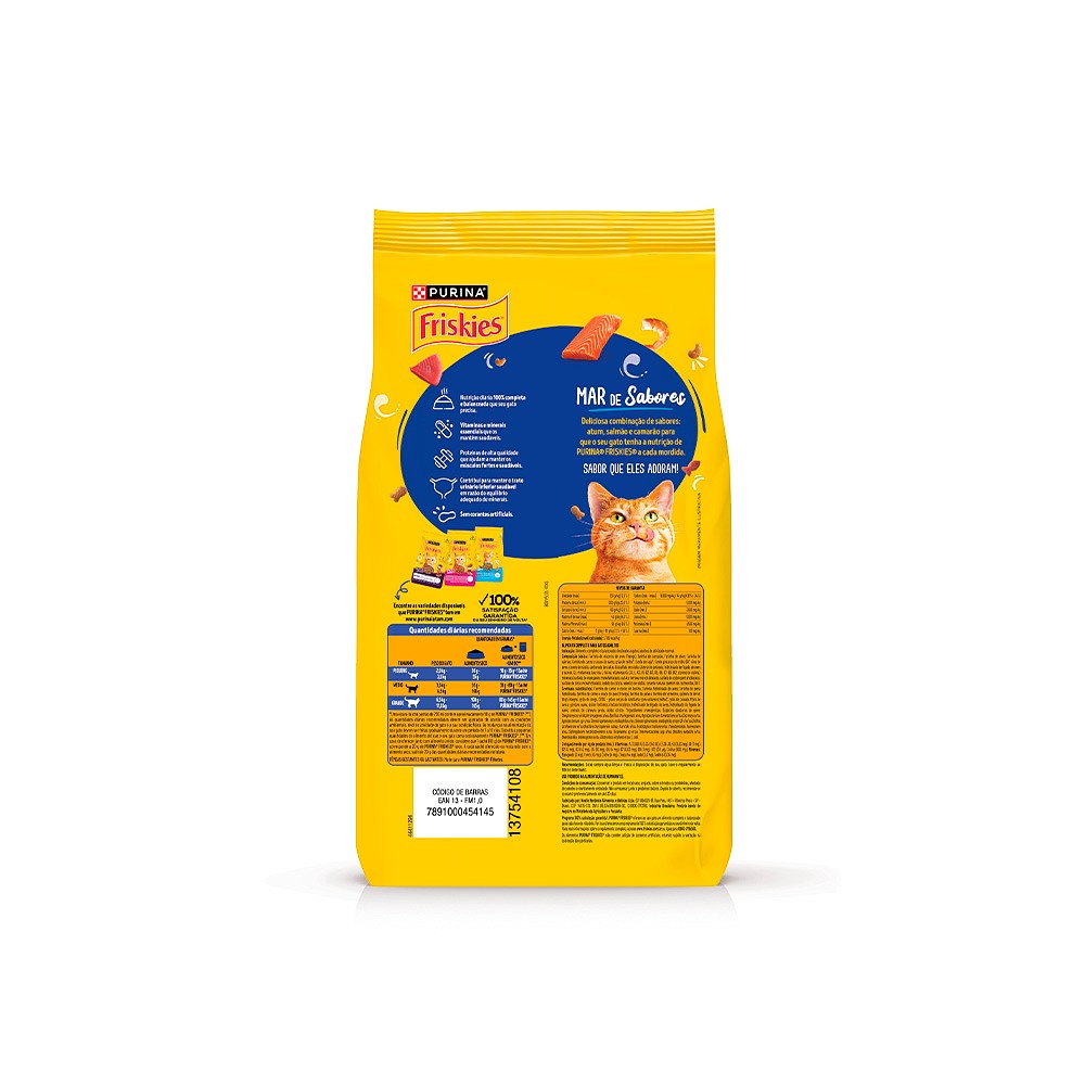 Ração Friskies Mar de sabores para Gatos Adultos sabor Atum, Salmão e Camarão