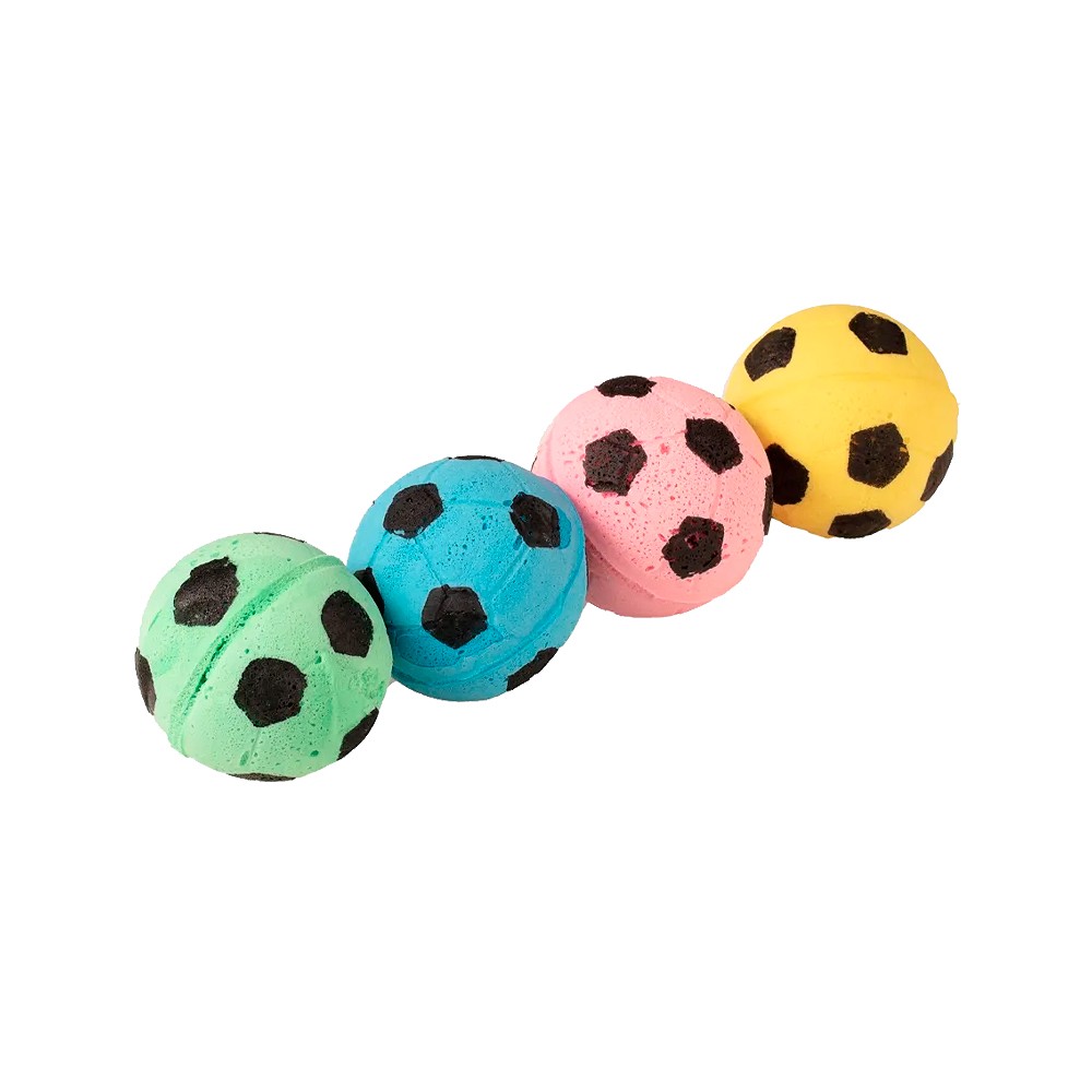 Brinquedo Jambo Bolinha Futebol Colorido para Gatos 4 Unidades