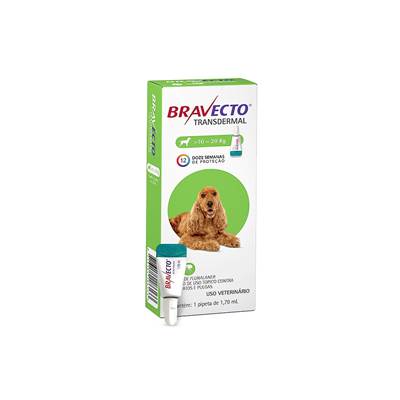Antipulgas e Carrapatos Bravecto Transdermal para Cães de 10kg a 20kg - 500mg 1 pipeta