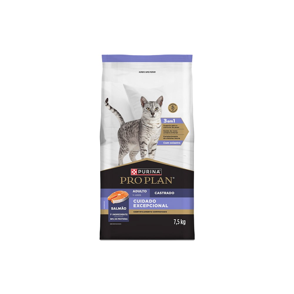 Ração Proplan Cuidado Excepcional para Gatos Adultos Castrados sabor Salmão