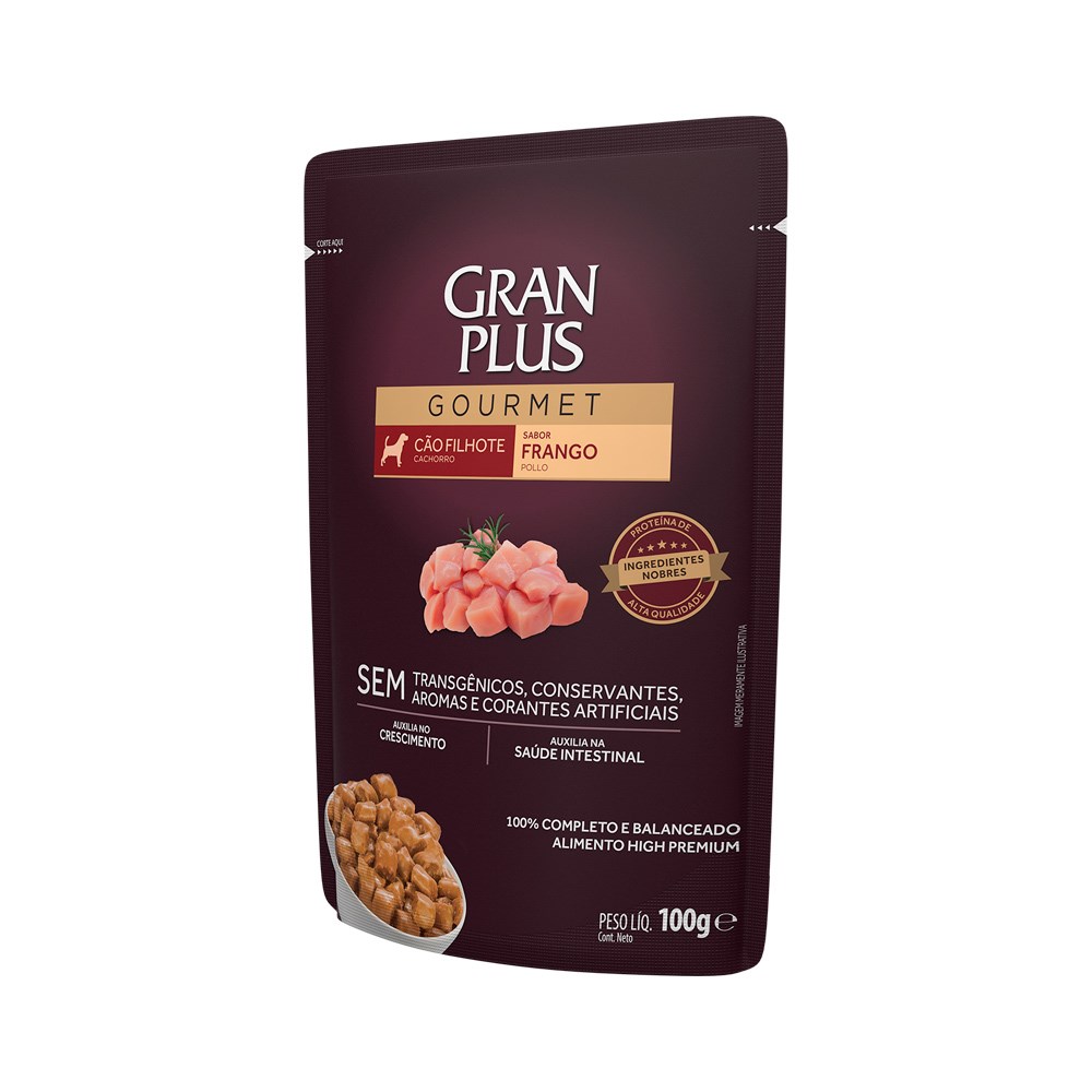 Ração GranPlus Sachê Gourmet para Cães Filhotes sabor Frango