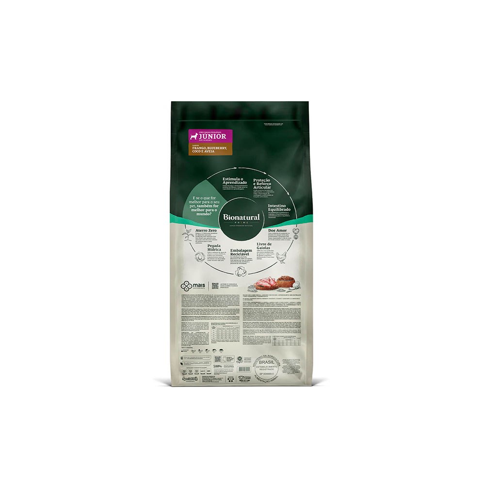 Ração Bionatural Prime para Cães Filhotes de Raças Pequenas Sabor Frango, Blueberry, Coco e Aveia