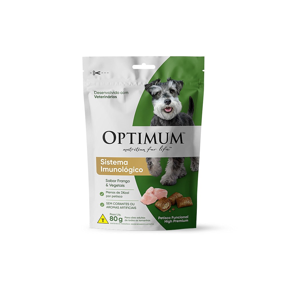Petisco Optimum Sistema Imunológico sabor Frango e Vegetais para Cães Adultos