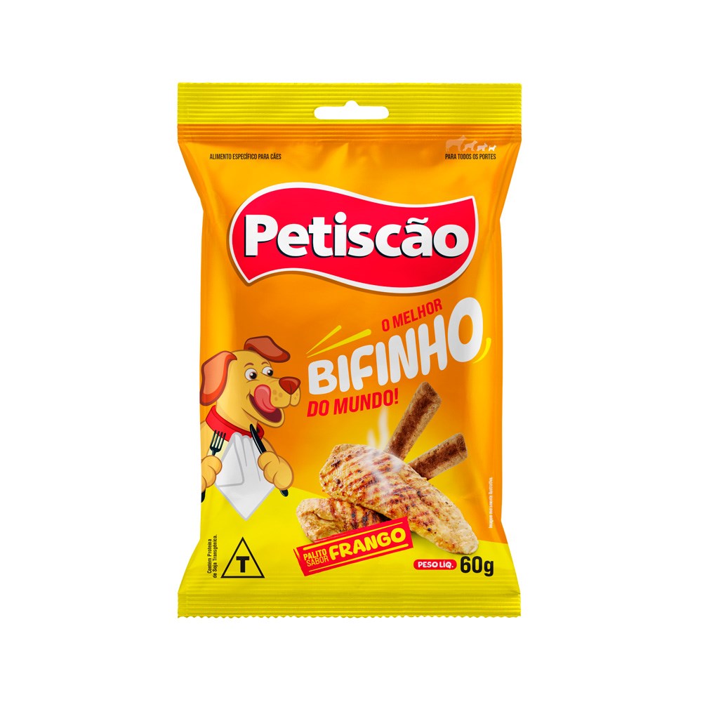 Snack Petiscão Bifinho Palito Frango para Cães