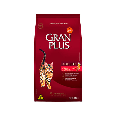 Ração Granplus para Gatos Adultos sabor Carne e Arroz 10,1kg