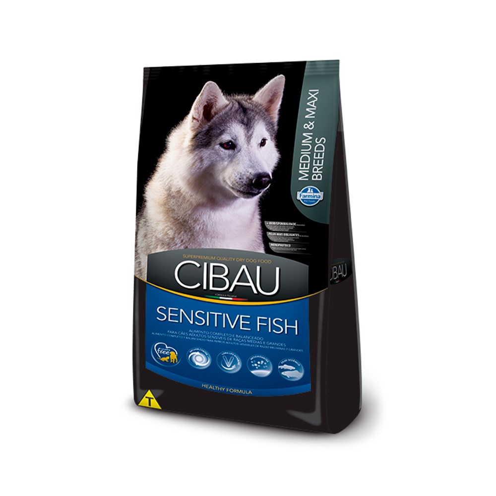 Ração Cibau Medium & Maxi Sensitive para Cães Adultos de Raças Médias e Grandes sabor Peixe 
