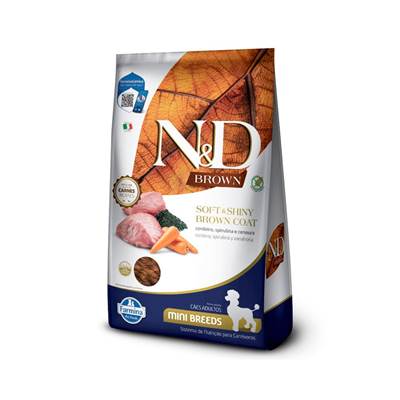 Ração N&D Brown para Cães Adultos de Porte Mini sabor Cordeiro, Spirulina e Cenoura 2kg