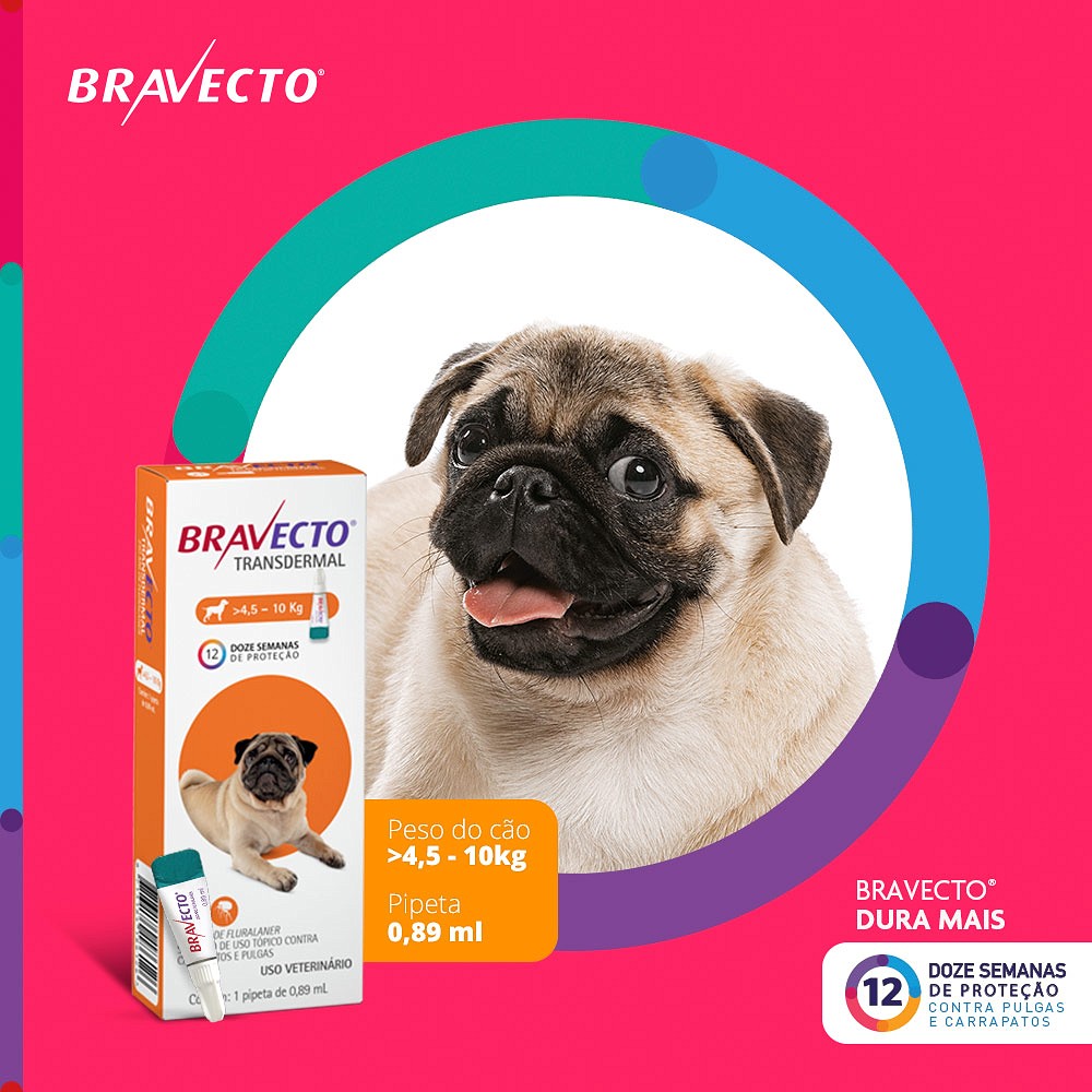 Antipulgas e Carrapatos Bravecto Transdermal para Cães de 4,5kg a 10kg - 250mg